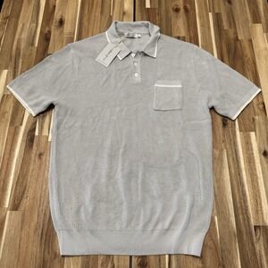 Collars & Co Polo Shirt Mens L Gray Knit Modal Cotton Pocket Breatheable NWT